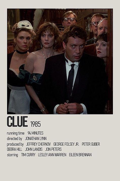 Clue Polaroid Poster, Clue The Movie Poster, Clue Movie Aesthetic, Movie Nerd Aesthetic, Mystery Movies To Watch, Clue Movie Poster, Clue Aesthetic, Clue Poster, Clue Movie