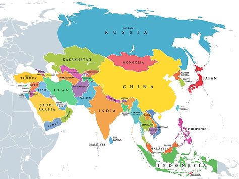 Countries Of Asia, Vietnam Map, Asia Continent, Asian Continent, North Asia, Physical Map, Asia Map, Geography Lessons, Western Asia