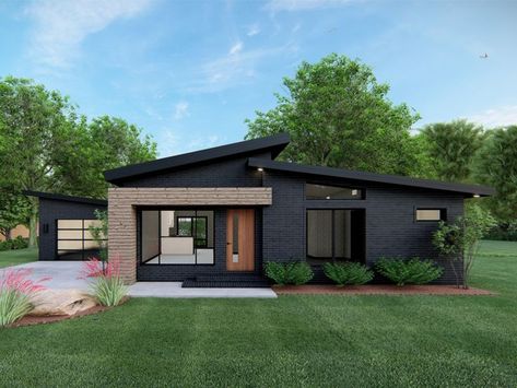 Small Modern House Plans, Skillion Roof, Contemporary House Exterior, Small Modern Home, Casa Country, Modern Style House Plans, Contemporary Style Homes, Contemporary House Plans, Modern House Plan