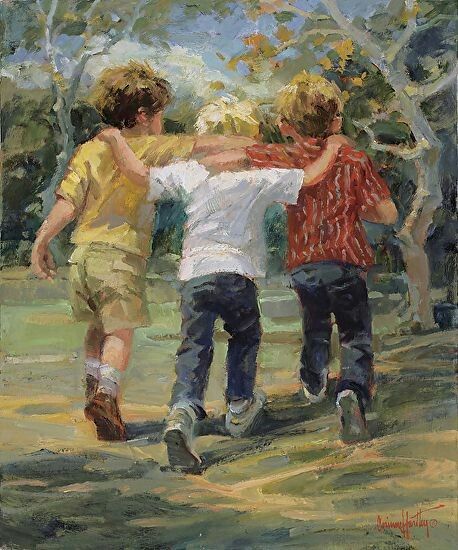 Friendship Paintings, Friendship Art, Illustration Art Nouveau, Brothers Art, 3 Brothers, About Friendship, Boy Illustration, Arte Inspo, Childrens Art