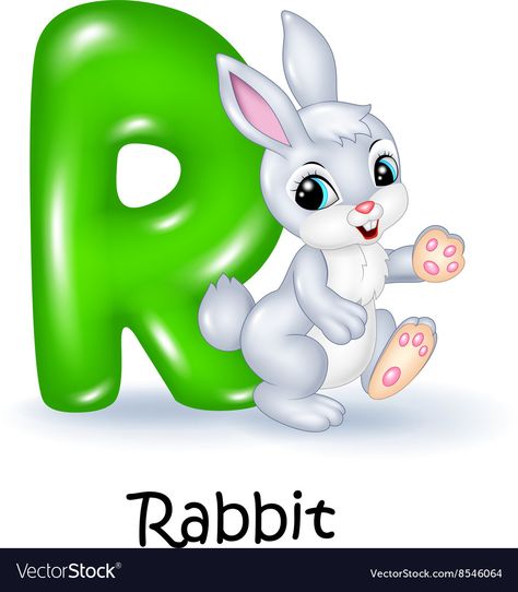 Cartoon of R letter for Rabbit Royalty Free Vector Image R For Rabbit, Zebra Cartoon, Alphabet Flash Cards Printable, Alphabet Animals, Animal Activities For Kids, Deer Cartoon, R Letter, Rabbit Vector, Kids Reading Books