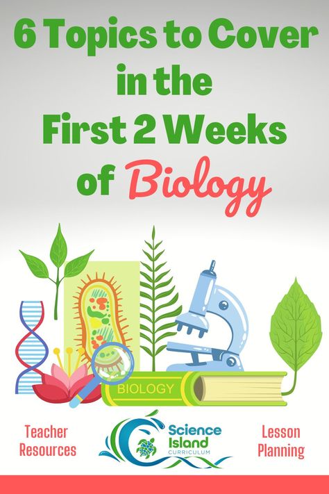 Start your new school year off right! Teaching what I share in 6 Topics to Cover in the First 2 Weeks of Biology will accomplish two important goals: It reviews content and skills your students will need to be successful in Biology, and it gives you time to really get to know your students and assess their prior knowledge. Click to learn how to make your Biology classes a success the Science Island way! Get To Know Your Students, High School Science Teacher, When School Starts, A Level Biology, Teaching Philosophy, Biology Labs, High School Biology, Biology Teacher, Curriculum Planning