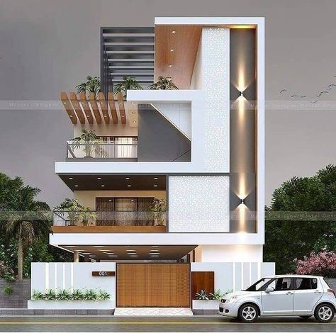 Amazing Exterior Modern House Design Ideas That Will Make Your Abode Cozier - Engineering Discoveries House Projects Architecture, 3 Storey House Design, 2 Storey House Design, House Outer Design, Small House Elevation, Small House Front Design, Small House Design Exterior, House Design Ideas, Small House Elevation Design