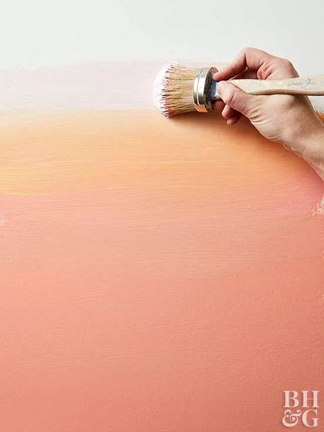 Sunset Colour Bedroom, Sunset Color Bedroom, Sunset Wall Mural Painting Diy, Sunrise Mural Painting, Sunset Wall Paint, Ombre Wall Paint Diy, Sunset Ombre Wall, Sunset Theme Bedroom, Sunset Paint Colors