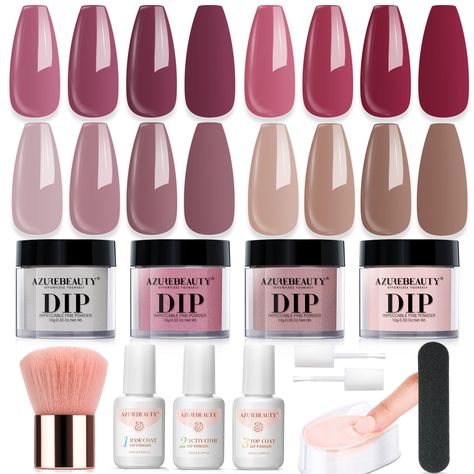 PRICES MAY VARY. 【Dip Nails Powder Starter Kit】: 4*0.35oz dip powder, 3*0.34oz dip liquid set, 1 Recycling Tray, 1 Large Nail Brush, 1 Nail file, 2 dipping powder gel brushes for replacement. A kit containing all your nail art needs 【FINE POWDER & LONG-LASTING】: AZUREBEAUTY nail dip powder kit is easy to use, compared to traditional nail lacquer, gel polish, and traditional acrylic powder systems. It can keep the nail art gorgeous and shiny for about 2+ weeks 【No Need Nail Dryers & Easy to Use】: Azurebeauty Dip Powder, Manicure Diy, French Nail Art, Nail Dip, French Nail, Nails Fall, Dip Powder Nails, Dip Powder, Diy Manicure