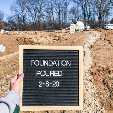 Foundation was poured today! Follow along as we build our dream farmhouse in TN Building Our Dream Home Quotes, Building A House Announcement, Buying Land To Build A House, Barndominium Shop, Mom Life Humor, Buying Land, Buying First Home, Relatable Mom, Mom Life Funny