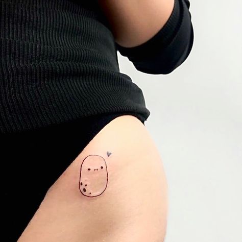 Tater Tot Tattoo, Small Potato Tattoo, Potato Tattoo Ideas, Sweet Potato Tattoo, Potato Tattoo Cute, Potato Tattoos, Potato Tattoo, Doodle Tattoos, Lil Tattoos