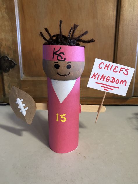 Bottle Buddy, Toilet Paper Roll Craft, Roll Craft, Styrofoam Head, Superbowl Snacks, Patrick Mahomes, Popsicle Stick, Toilet Paper Roll, Paper Roll