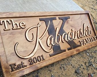 Woodworking Plans Patterns, Wooden Carved Signs, Established Family Signs, 3d Lettering, Personalized Wood Signs, Carved Wood Signs, Woodworking Projects For Kids, Established Sign, Last Name Sign