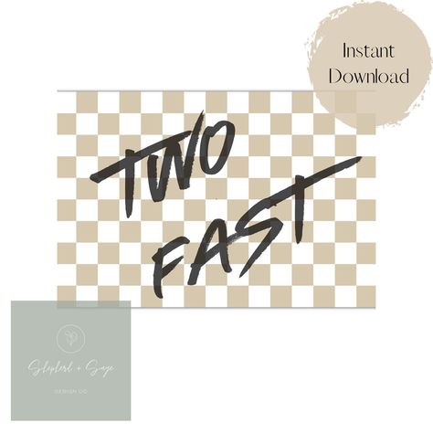 Two Fast Banner, Growing Up Two Fast, Two Fast Birthday, Car Banner, Banner Printable, Checkered Flag, Printable Banner, My Son Birthday, Second Birthday