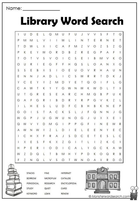 awesome Library Word Search Library Word Search Free Printable, Library Activities Elementary, Library Week Activities, Library Worksheets, Library Printables, Library Competition, Pokemon Club, Elementary Librarian, Kids Word Search