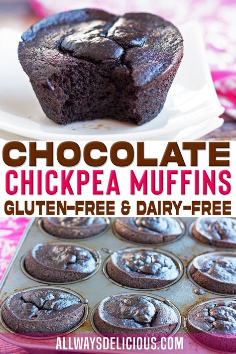 Garbanzo Bean Muffins, Chickpea Chocolate Muffins, Banana Chickpea Muffins, Cocoa Nibs Recipes Healthy, Chickpea Cupcakes, Chickpea Muffins, Chocolate Breakfast Muffins, Healthy Chocolate Muffins, Hanukkah Recipes