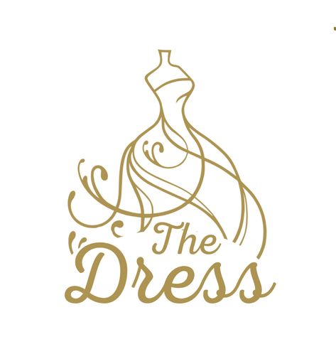 Logo for dress store {The Dress} on Behance Mezon Dresses Logo, Dress Logo Design Ideas, Dress Logo Design, Alterations Business, Cargo Logo, Wedding Dress Illustrations, Shop Name Ideas, Mirror Unique, Happy Logo