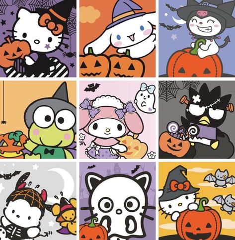 #sanrio #halloween #october #cute #kawaii #spooky #sanriocharacters #sanriocore #pinterest #collage Halloween Pfps Sanrio, Keroppi Halloween Pfp, Fall Sanrio Pfp, Sanrio Characters Halloween, Sanrio Halloween Pfp, All Sanrio Characters, Sanrio Widget, Halloween Sanrio, Kawaii Spooky