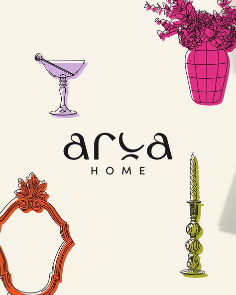 introducing Arca Home🪩 this was a rebrand from last year I’m utterly obsessed with - Arca is the go-to for stand-out home decor 🪞 we wanted the visual identity to feel elevated yet impactful and speak to those who love a statement within their home. check out @arca_home_uk for the most gorgeous homeware pieces and to see their branding in action🤍 1/3 #branding #rebrand #branddesign #branddesigner #visualidentity #graphicdesign #brand #logodesign #freelancedesigner #graphicdesigner #creative... Illustration Visual Identity, Events Branding Design, Brand Identity Graphic Design, Eccentric Branding, Homeware Logo, Luna Branding, Homeware Branding, Self Branding Logo, Brand Aesthetic Inspiration