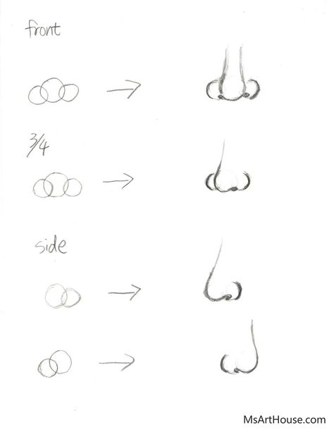 How to draw nose by MsArtHouse.com HOW TO DRAW NOSE from Different Angles Easy Step by Step for Beginners Tutorial Nose Anatomy Drawing Step By Step, Nose Sketch From Different Angles, How To Draw Nose From Different Angles, Nose Drawing For Beginners, How To Draw A Nose For Beginners, How To Make Nose Drawing, Nose Sketch Step By Step Easy, Easy Steps To Draw A Face, Art Sketches Nose Step By Step