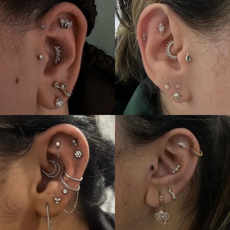 Spice up your summer look with an ear curation from one of our talented piercers! 🌶😎  Top Right by @puncture.princess Top Left by @piercernomercy_ Bottom Right by @lobopiercings  Bottom Left by @dannypierces  ⚔️livebytheswordtattoo.com⚔️ . . . . #livebythesword #earcuration #earpiercing #goldjewelry #traguspiercing #nycpiercer Ear Piercings, Summer Looks, Ear Curation, Tragus Piercings, Summer Look, Ear Jewelry, Spice Up, Spice Things Up, Piercings