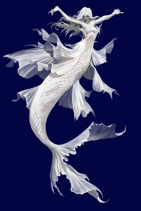 ArtStation - white mermaid, bo kyoung kim The Art Showcase, Art Showcase, Mermaid Drawings, White Mermaid, Mermaids And Mermen, Desenho Tattoo, Mythical Creatures Art, Creature Concept Art, Mermaid Art