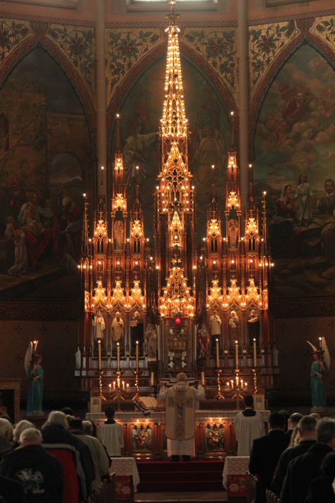 adaltaredei: “ Saint Anne’s Church in Buffalo, New York. Rorate Mass in the third week of advent, December 2011. If possible, Remember this beautiful Church in your prayers, as it is still under... Church Architecture, Saint Anne, Church Aesthetic, Catholic Images, St Anne, Old Churches, Cathedral Church, Buffalo New York, Catholic Art