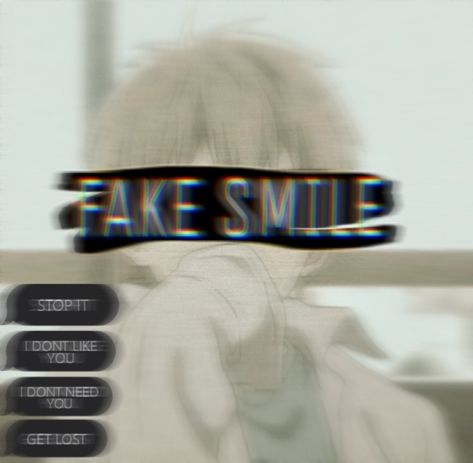 ANIME BOY WITH CENSORED EYES FAKE SMILE Fake Smile, Anime Boy, Bar, Anime