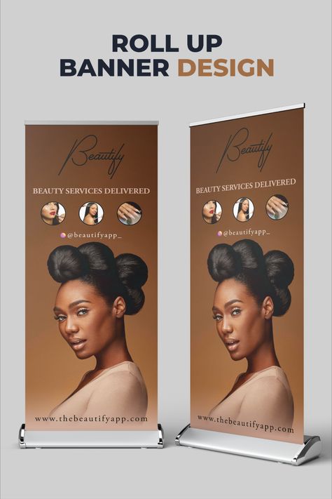 Roll Up Banner Design Ideas, Rollup Banner Design Creative, Pull Up Banner Design Inspiration, Roll Up Design Inspiration Rollup Banner, Roll Up Banner Design Inspiration, Salon Banner Design, Makeup Banner, Roller Banner Design, Pull Up Banner Design