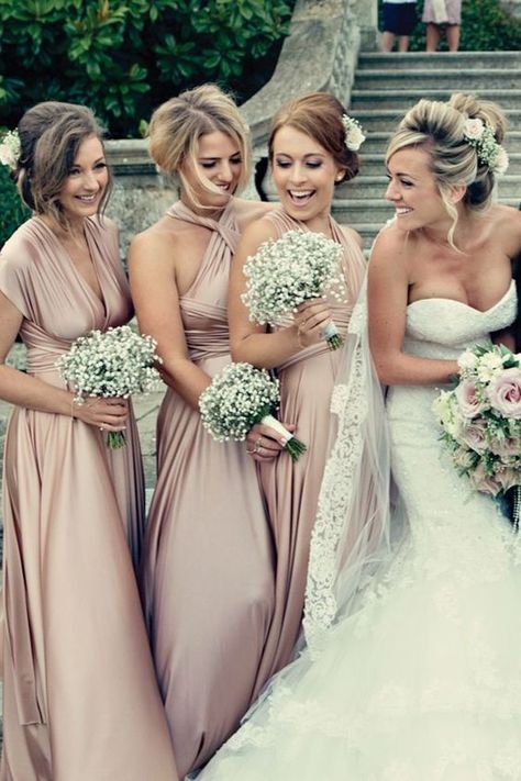 Rose Gold Bridesmaid Dress, Rose Gold Bridesmaid, Garden Theme Wedding, Gold Bridesmaid Dresses, Diy Wedding Dress, Rustic Wedding Flowers, Wedding Forward, Bridesmaid Wedding, Bridesmaid Flowers