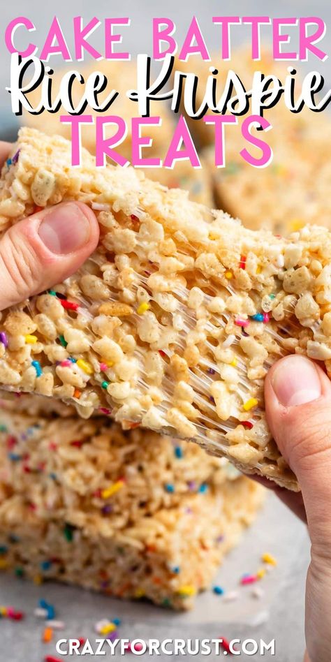 Psst...wanna turn Rice Krispie Treats into pure birthday cake magic? This cake batter Rice Krispie treat recipe is the secret weapon you need! Gooey, crispy, and bursting with flavor - it's easier than you think. Click to unlock the recipe and become a snack legend! Rice Krispie Treats Cake, Best Rice Krispie Treats Recipe, Best Cake Flavours, Rice Crispy Cake, Cake Magic, Rice Crispy Treats Recipe, Best Overnight Oats Recipe, Best Cereal, Krispie Treats Recipe