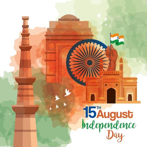 indian happy independence day, celebration 15 august, with monuments traditional and decoration Happy 15 August, Catalog Design Layout, Art Content, Indian Independence, Independence Day Celebration, Indian Independence Day, 15 August, Republic Day, Catalog Design