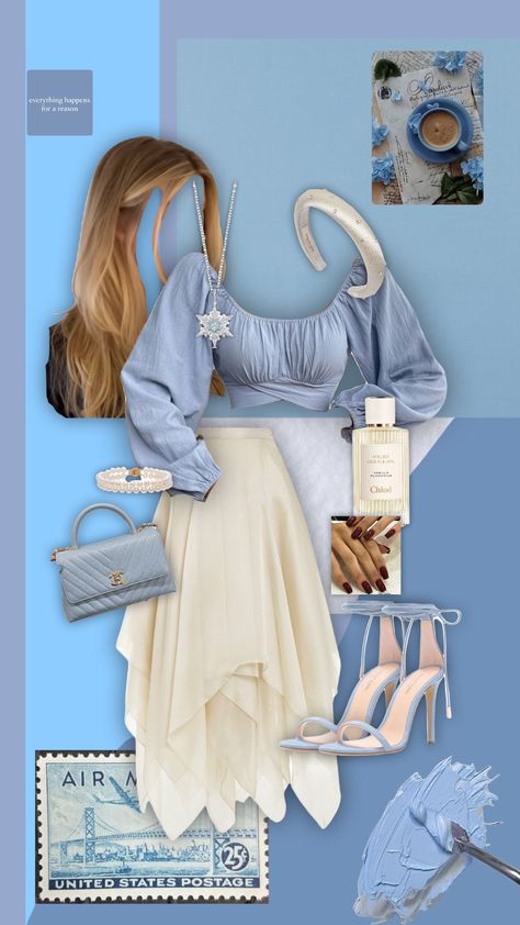 Light Blue Outfit🐬 #outfit #inspo #collages #outfitcollage #blue #lightblue #lightblueoutfit #lightblueaesthetic Light Blue Skirt Outfit, Light Blue Top Outfit, Light Blue Dress Outfit, Light Blue Outfits, Light Blue Outfit, Blue Skirt Outfits, Sky Blue Outfit, Blue Dress Outfits, Light Blue Skirts