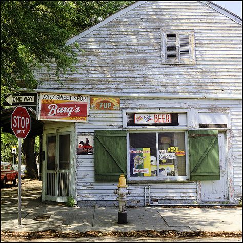 Corner grocery, the original conveniece store in New Orleans.Our block had 3, Boudreau's, Mr. Freddy and Mr. Frankie was in the middle of the block which was very rare Old General Stores, New Orleans History, Creole Cottage, New Orleans French Quarter, Old Country Stores, Corner Store, New Orleans Homes, Store Window, Big Easy