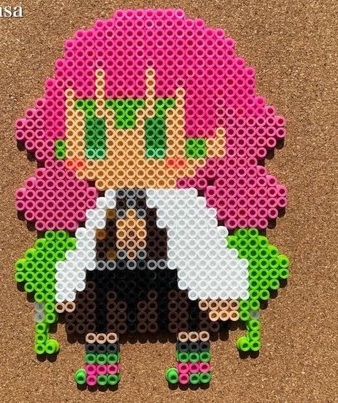 Hashira Pixel Art, Rengoku Perler Beads, Anime Pearl Beads, Perler Beads Demon Slayer, Demon Slayer Perler Beads, Anime Perler, Hamma Beads Ideas, Melty Bead Patterns, Pearl Beads Pattern