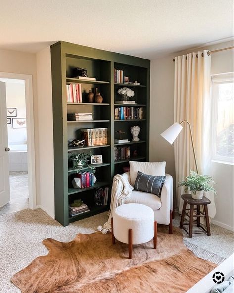 A billy bookscase upgraded to look more elegant as a book storage solution Dog Room In Garage, Room In Garage, Bed Rooms Ideas Master, Bed Rooms Ideas, Ikea Decor Hacks, Home Organization Tips, Ikea Desk Hack, Desk Hacks, Billy Bookcase Hack