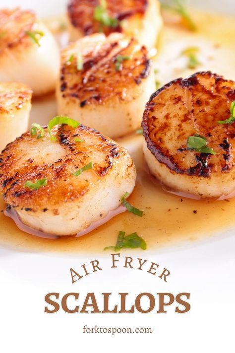 Ninja Instant Pot Air Fryer Recipes, Gourmet Air Fryer Recipes, Fresh Scallop Recipes, Keto Scallops Recipes, Healthy Scallops Recipes, Seafood Air Fryer Recipes, Easy Air Fryer Meals Healthy Dinner, Easy Scallops Recipe, Low Carb Scallop Recipes