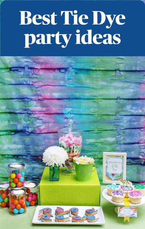 Get our best diy tie dye party ideas for decorations, food, favors and invitations. Host a tie dye theme for a birthday or summer break, and see how to set up here. #tiedyeparty #diy #snacks Diy Tie Dye Decorations, Tie Dye Theme Birthday Party Ideas, Tye Dye Themed Birthday Party, Tie Dye Party Decor, Tie Dye Bday Party Ideas, Tye Dye Decorations, Tie Dye Party Ideas Decorations, Tie Dye Decorations Party, Tie Dye Party Favors