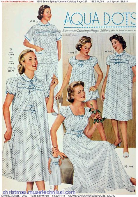 50s Nightgown, Vintage Housewife, Vintage Pajamas, 1950’s Fashion, Fifties Fashion, Vintage Nightgown, Fashion 1950s, Christmas Catalogs, Retro Girls