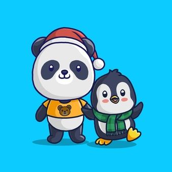 Panda Penguin Wallpaper, Panda And Penguin Together, Penguin Panda, Penguin Wallpaper, Penguin Illustration, Panda Drawing, Cute Home Screen Wallpaper, Cute Home Screens, Panda Party