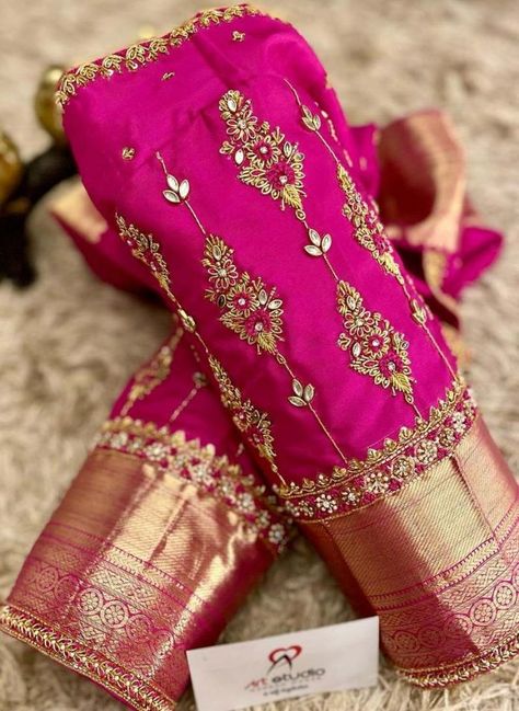 Work Blouse Sleeve Designs, Blouse Sleeve Designs, Silk Sarees Bridal, Stone Work Blouse, Maggam Blouses, Sarees Bridal, Blue Blouse Designs, Latest Bridal Blouse Designs, Cutwork Blouse