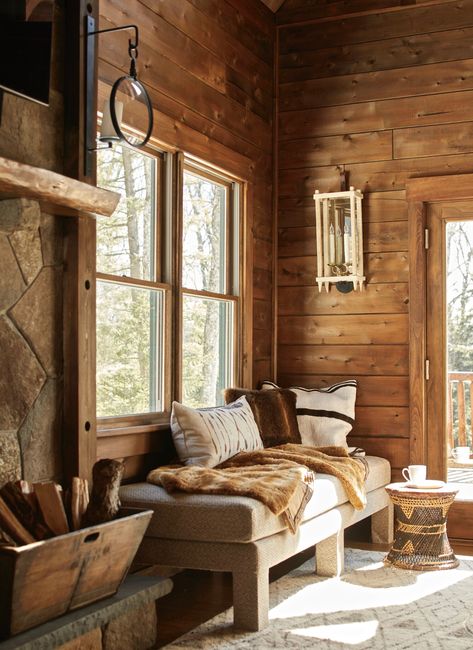 Timber Ski House, Vermont — Hilderbrand Interiors Styling Bookshelves, Timber Frame House, Cabin Aesthetic, Ski Cabin, New England Home, Chalet Interior, Hall Furniture, Wooden Cottage, Ski House