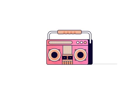 Boombox Drawing, Piggy Illustration, Radio Aesthetic, Radio Illustration, Speaker Drawing, Boombox Design, Toy Trunk, Purple Vans, Blue Butterfly Wallpaper