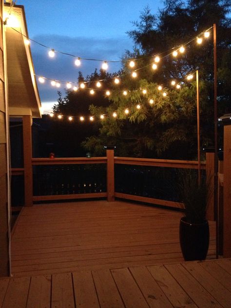 Outdoor Deck Lighting, Ideas Terraza, Garden String Lights, Patio Deck Designs, Lights Ideas, Patio String Lights, Deck Lights, Backyard Lighting, Backyard Deck