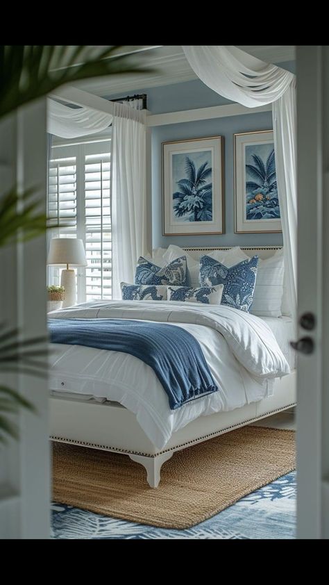 Greek Bedroom Ideas, Greek Inspired Bedroom, Greek Style Bedroom, Greek Bedroom, Costal Bedroom, Surf Room Decor, Blue And White Decor, Surf Room, Beachy Room