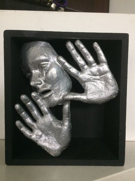 claustrophobia. Aluminum casted hands/face wood box. 2018 Lock Inspired Art, Lock Gcse Art Ideas, Lock Theme Photography, Lock Themed Art, Lock Theme Art, Art Gcse Lock Theme, Claustrophobia Illustration, Lock Art Gcse Theme, Gcse Lock Theme