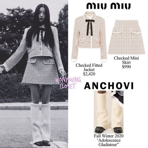 Inspired Outfits, Wonyoung Inspired Outfits, Wonyoung Outfit, Korean Fashion Kpop Inspired Outfits, Check Mini Skirt, Korean Fashion Kpop, Fashion Idol, Expensive Clothes, Korean Fashion Trends