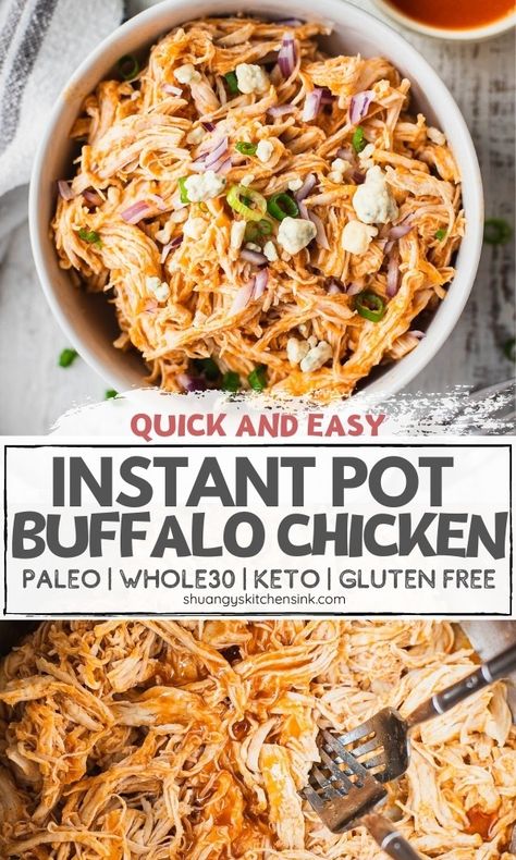 Buffalo Chicken Recipe, Instant Pot Buffalo Chicken, Shredded Buffalo Chicken, Buffalo Chicken Recipes, Healthy Buffalo Chicken, Healthy Instant Pot Recipes, Instant Pot Recipes Chicken, Instant Pot Dinner Recipes, Instapot Recipes