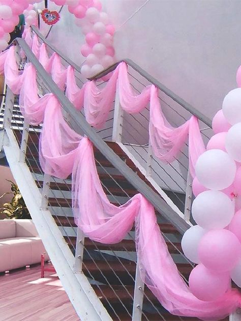 Pink Decorations Party, Pink Birthday Party Ideas, Chair Sash, Barbie Birthday Party, Pink Birthday Party, Barbie Theme, Organza Wedding, Barbie Birthday, Barbie Party