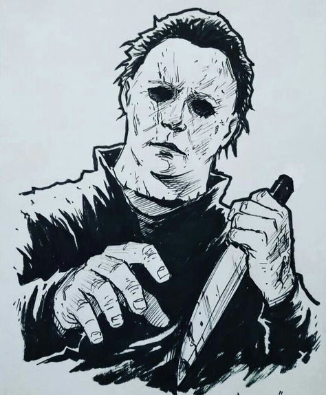 Michael Myers Micheal Myers Tattoo, Michael Myers Drawing, Michael Myers Tattoo, Halloween Inktober, Michael Myers Art, Horror Movie Tattoos, Scary Drawings, Horror Drawing, Movie Tattoos