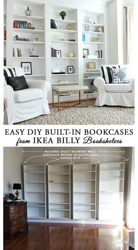 Billy Bookshelves, Billy Ikea, Ikea Built In, Billy Bookcases, Faux Walls, Jar Kitchen, Ikea Bookshelves, Easy Ikea Hack, Ikea Hack Ideas