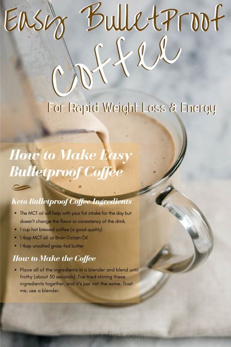 Bullet Proof Coffee Recipes, Bullet Proof Coffee, Bulletproof Recipes, Bulletproof Coffee Recipe, Keto Coffee Recipe, Keto Easy, Coffee Ingredients, Keto Drinks, Low Carb Drinks