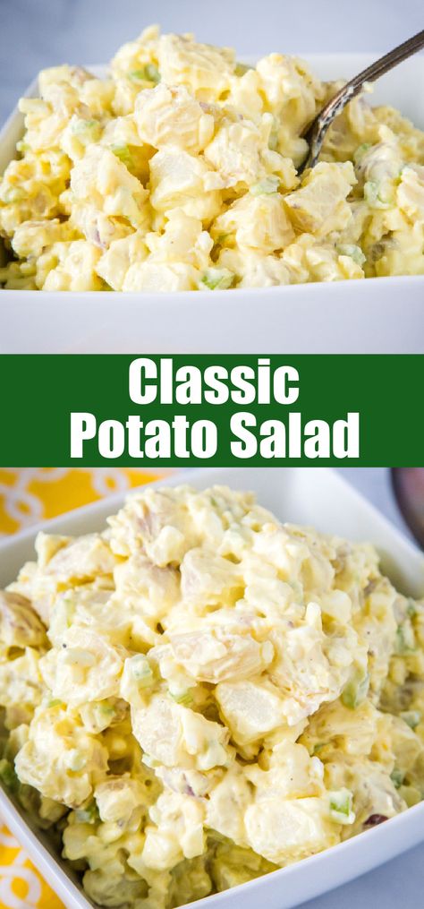 Classic Potato Salad - a homemade potato salad that is just like mom used to make.  Super creamy, tangy, easy to make and the perfect addition to any summer meal! Famous Potato Salad, Diy Potato Salad, Loaded Potato Salad Recipe Easy, Potato Salad Hellman’s, Potato Salad Recipe Classic, Easy Potato Salad No Egg, Easy Homemade Potato Salad, Potato Salad For 30 People, Homemade Potato Salad With Eggs