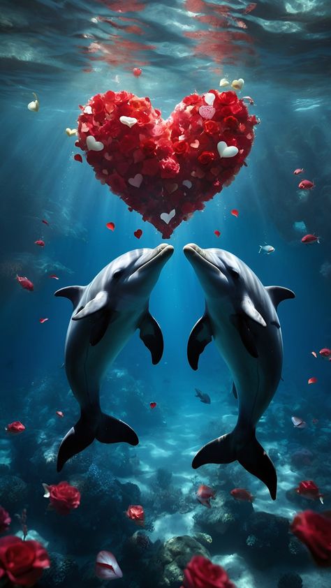 Dolphin Images, Dolphin Photos, Heart Iphone Wallpaper, Digital Art Gallery, Free Iphone Wallpaper, Iphone Wallpaper Photos, More Wallpaper, Beautiful Ocean, Animal Wallpaper